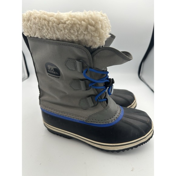Sorel Yoot Pac Snow‎ Boots Nylon Waterproof, Gray Blue, Kids Size 6 - Picture 1 of 11